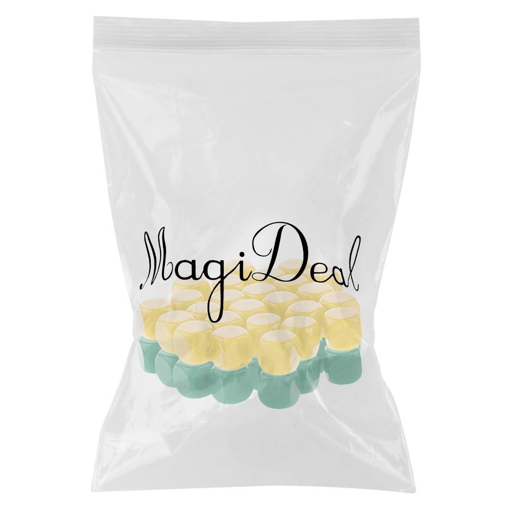 50 Pieces Opaque Blank Dice D6 for D&D RPG Party Games Yellow + Green