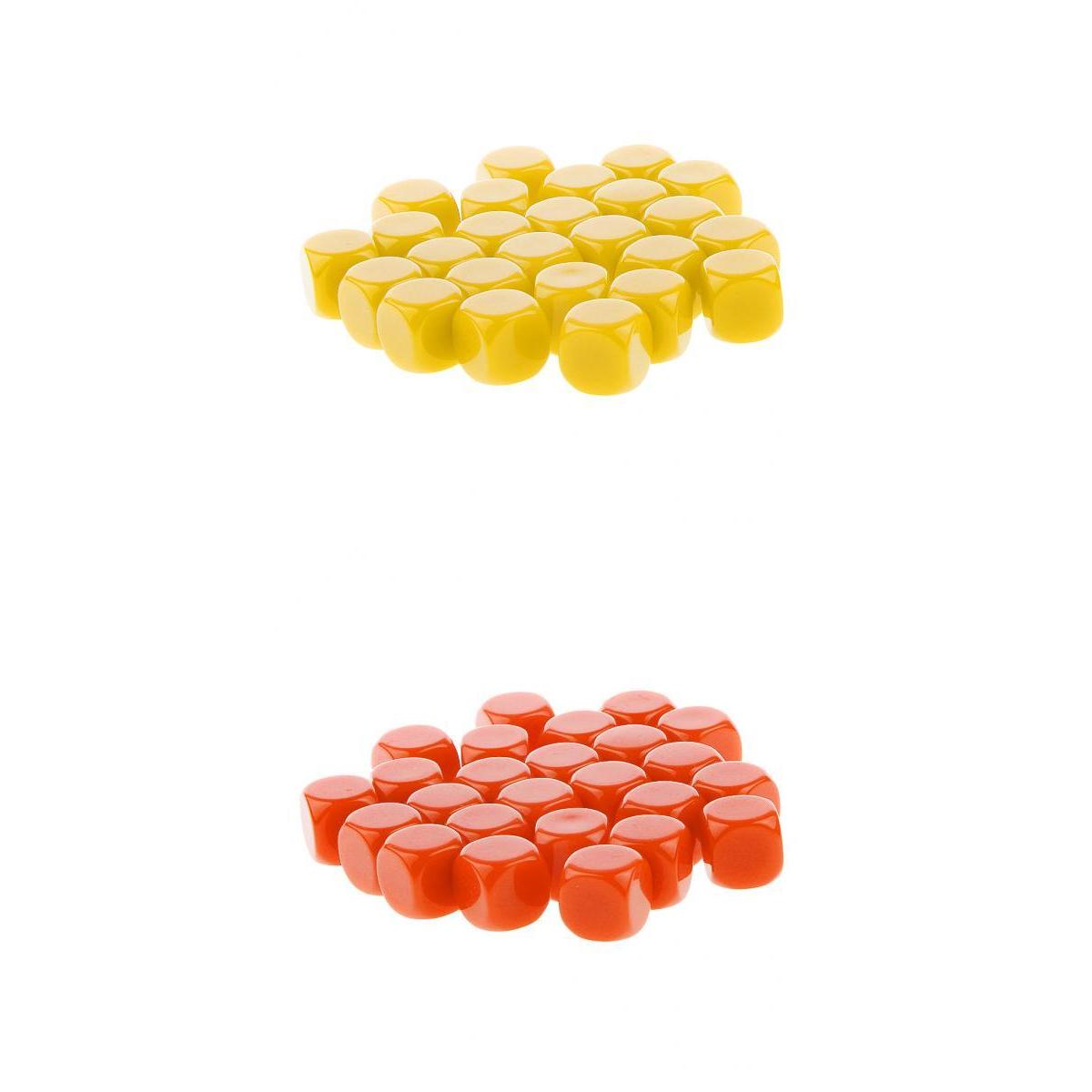 50 Pieces Opaque Blank Dice D6 for D&D RPG Party Games Yellow + Orange