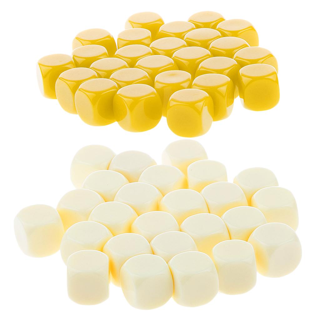 50 Pieces Opaque Blank Dice D6 for D&D RPG Party Games Yellow + Beige