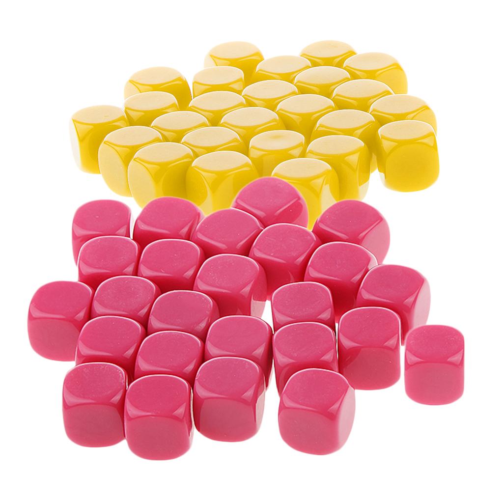 50 Pieces Opaque Blank Dice D6 for D&D RPG Party Games Yellow + Rose Red
