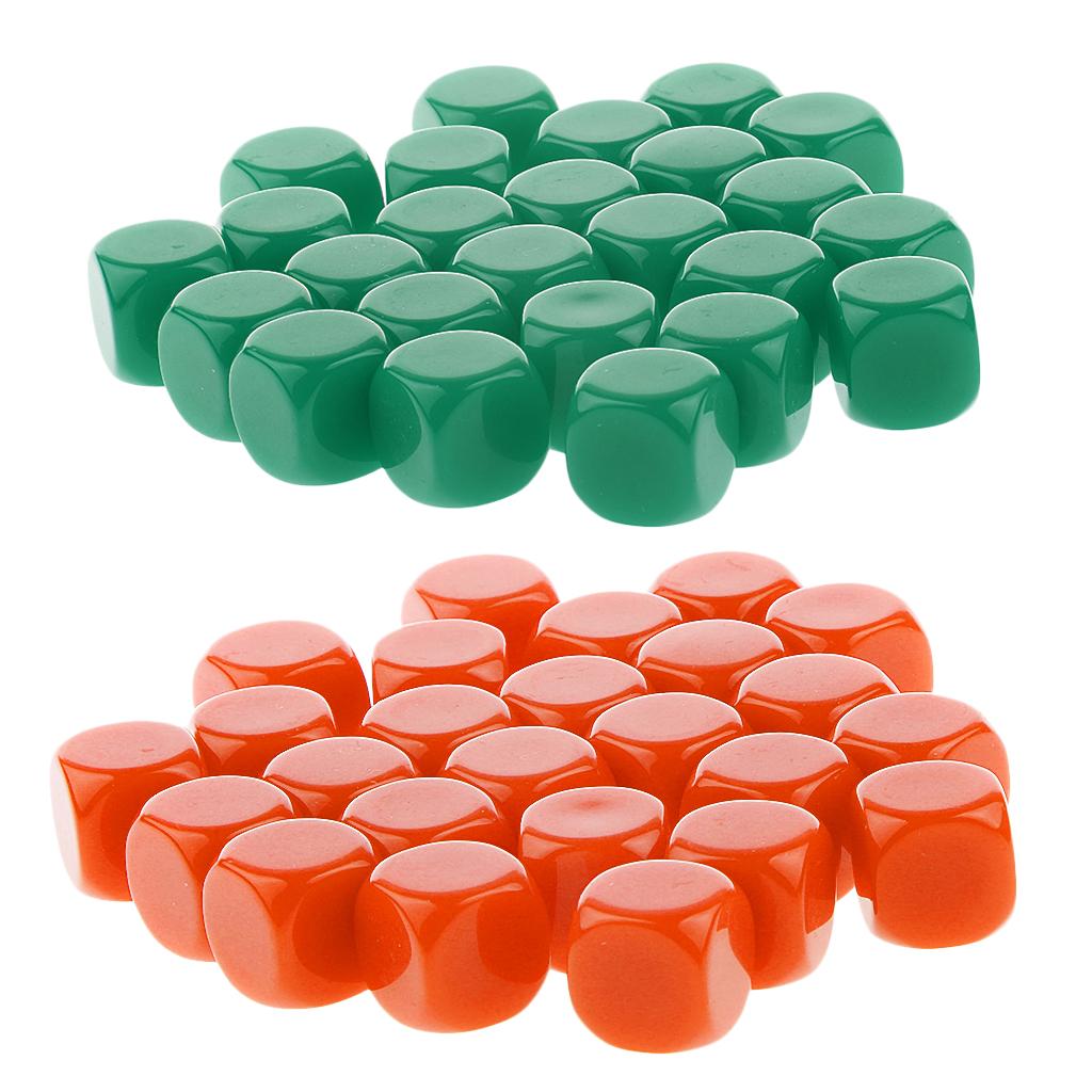 50 Pieces Opaque Blank Dice D6 for D&D RPG Party Games Orange + Green