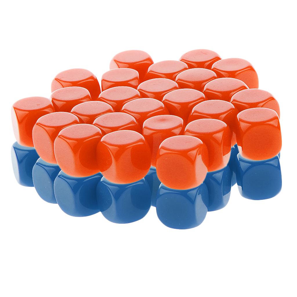 50 Pieces Opaque Blank Dice D6 for D&D RPG Party Games Orange + Blue