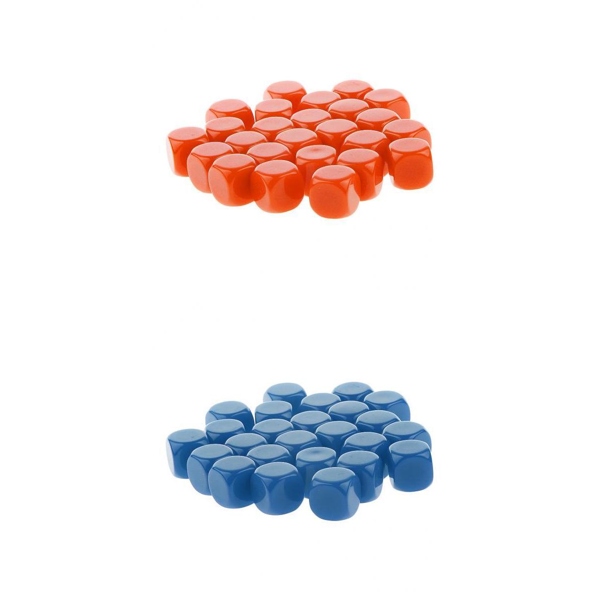 50 Pieces Opaque Blank Dice D6 for D&D RPG Party Games Orange + Blue