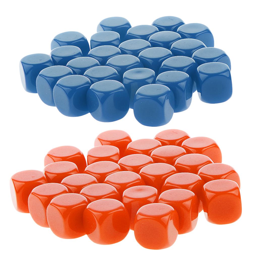 50 Pieces Opaque Blank Dice D6 for D&D RPG Party Games Orange + Blue