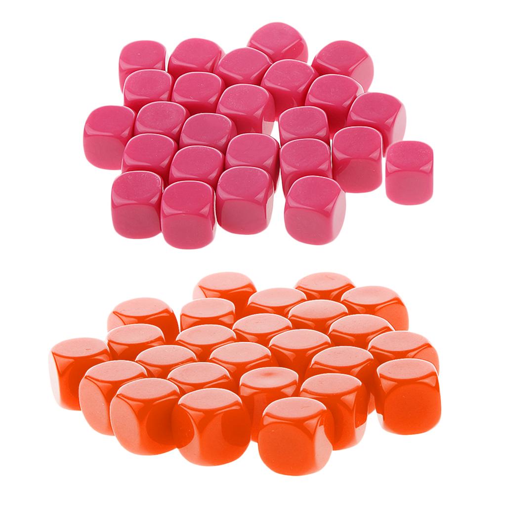50 Pieces Opaque Blank Dice D6 for D&D RPG Party Games Orange + Rose Red