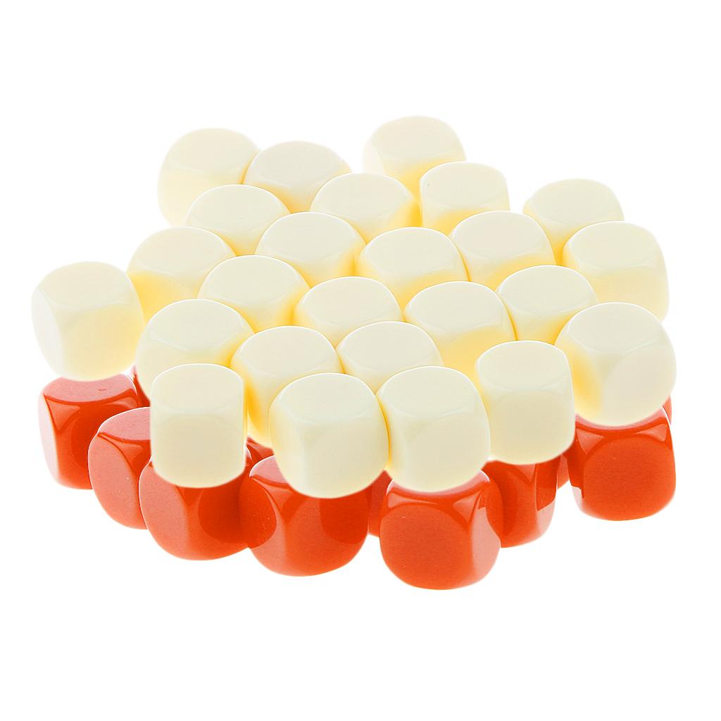 50 Pieces Opaque Blank Dice D6 for D&D RPG Party Games Orange + Beige