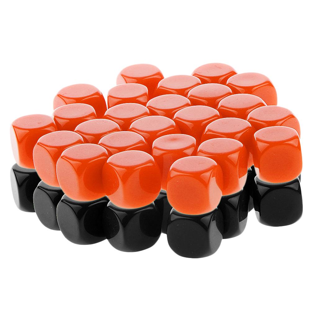 50 Pieces Opaque Blank Dice D6 for D&D RPG Party Games Orange + Black