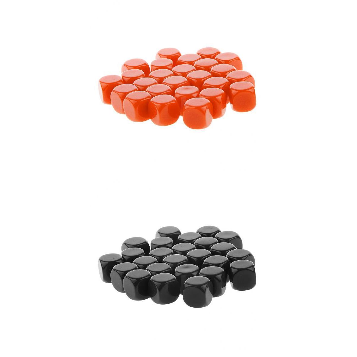 50 Pieces Opaque Blank Dice D6 for D&D RPG Party Games Orange + Black