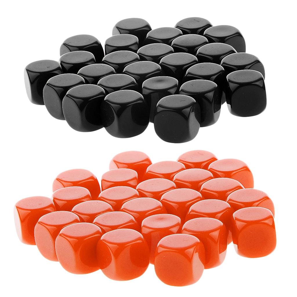 50 Pieces Opaque Blank Dice D6 for D&D RPG Party Games Orange + Black