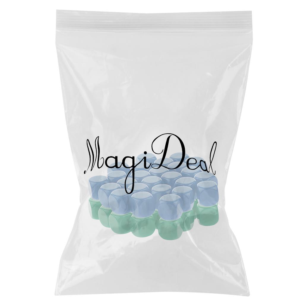 50 Pieces Opaque Blank Dice D6 for D&D RPG Party Games Green + Blue