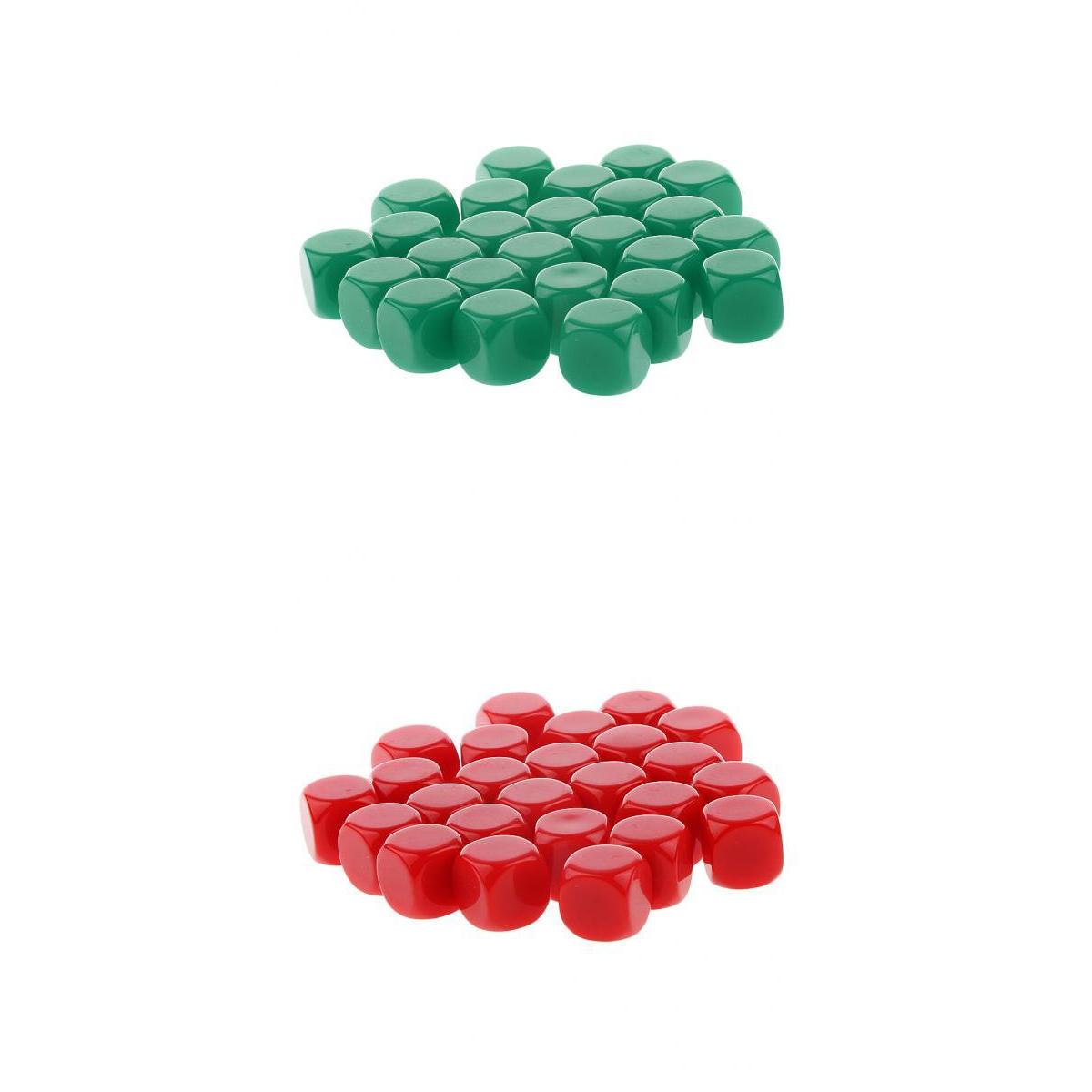 50 Pieces Opaque Blank Dice D6 for D&D RPG Party Games Green + Red