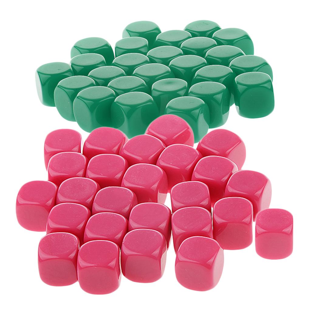 50 Pieces Opaque Blank Dice D6 for D&D RPG Party Games Green + Rose Red