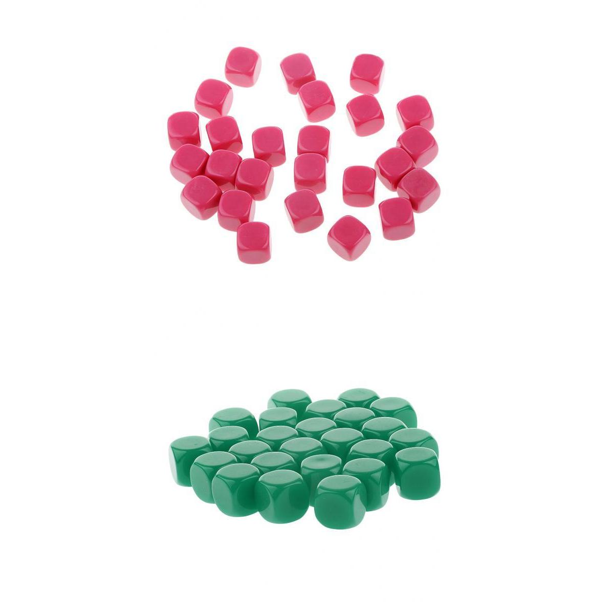 50 Pieces Opaque Blank Dice D6 for D&D RPG Party Games Green + Rose Red