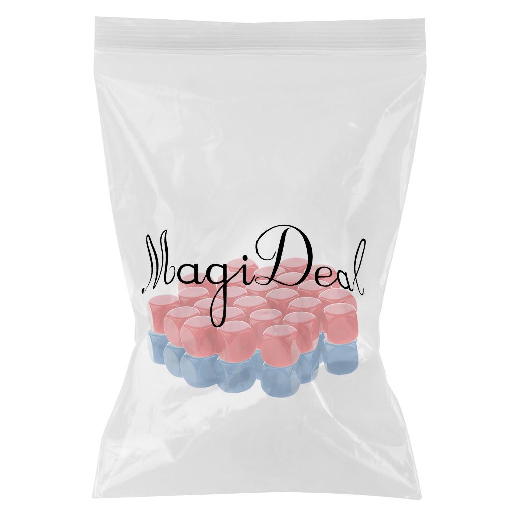 50 Pieces Opaque Blank Dice D6 for D&D RPG Party Games Blue + Rose Red