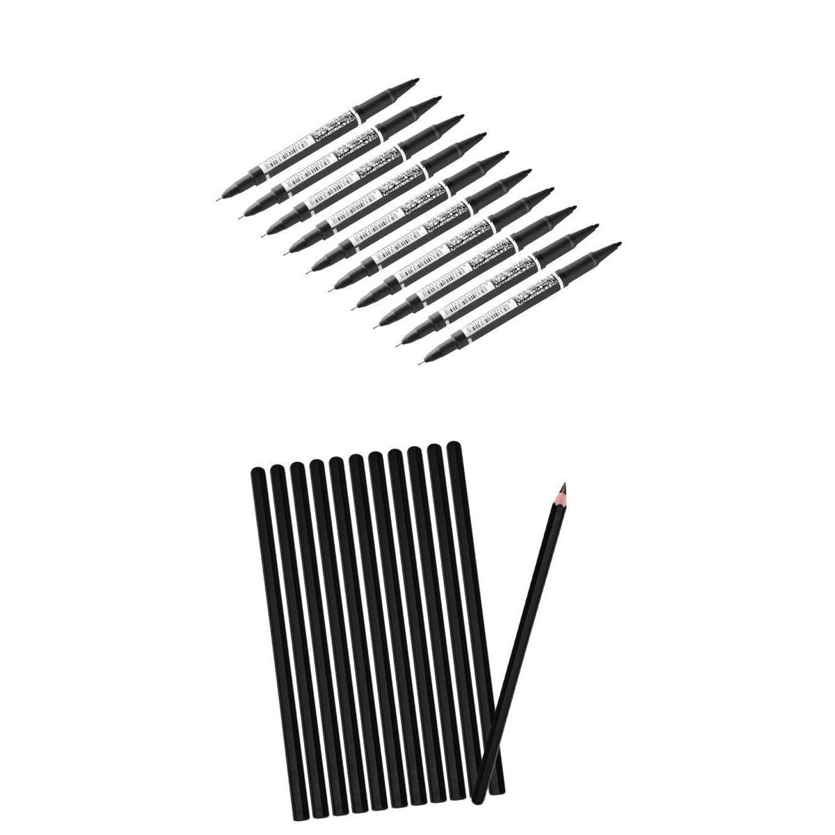 10x Black Waterproof Oil Paint Marker Pen 12x Tattoo Stencil Transfer Pencil