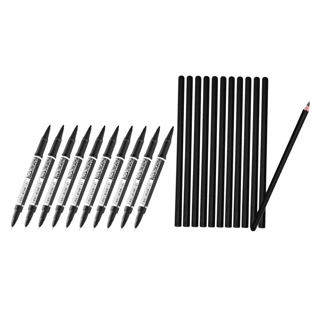 10x Black Waterproof Oil Paint Marker Pen 12x Tattoo Stencil Transfer Pencil