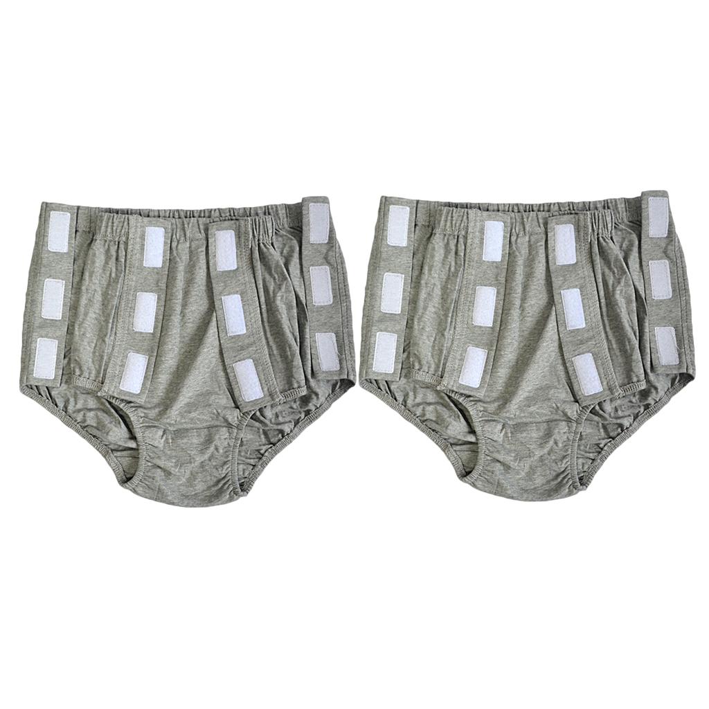 2x Male Adults Reusable Incontinence Pant Diaper Protective Grey XXL
