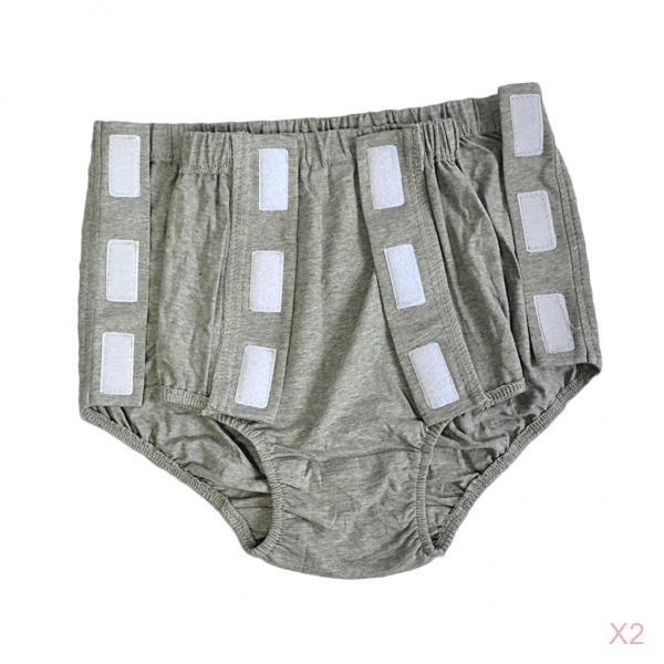 2x Male Adults Reusable Incontinence Pant Diaper Protective Grey XXL