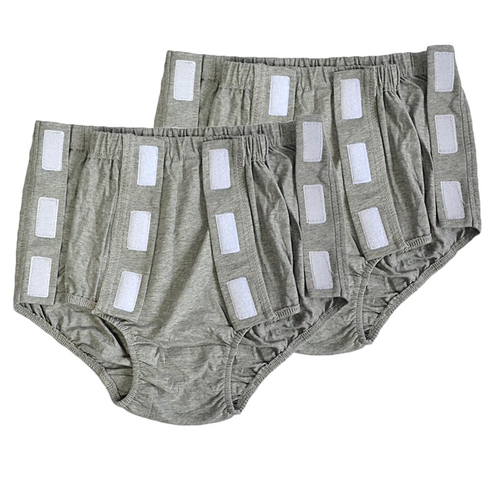 2x Male Adults Reusable Incontinence Pant Diaper Protective Grey XXL