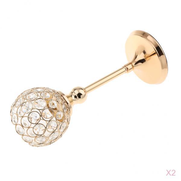 2Pcs 30cm Crystal Globe Pillar Wedding Centerpiece Votive Candle Holder Gold