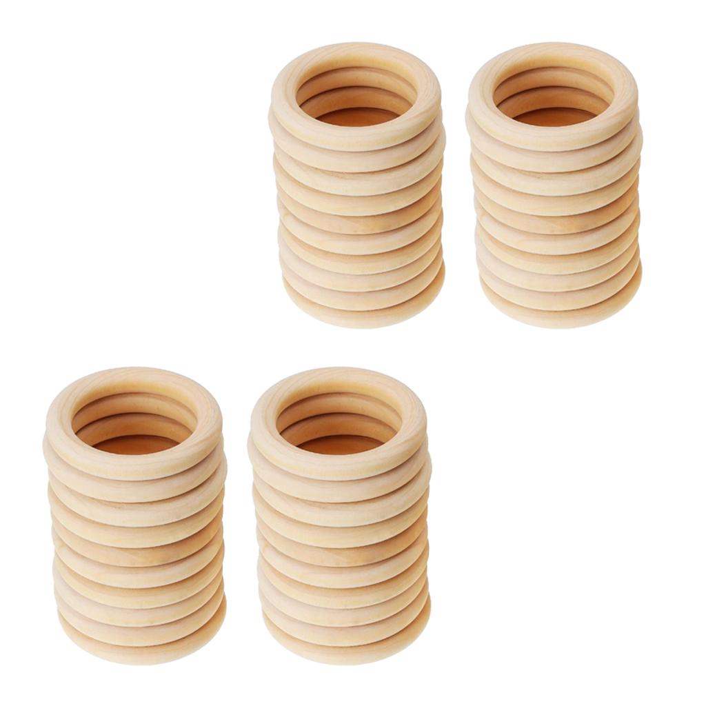 40 Pieces Handmade Natural Wooden Teething Rings Baby Teether Toys 60&45mm