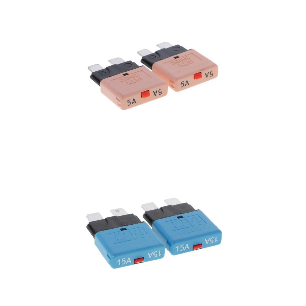 4Pcs 28V 15A+5A Auto Car Truck Boat Mini Blade Fuses Manual Circuit Breaker