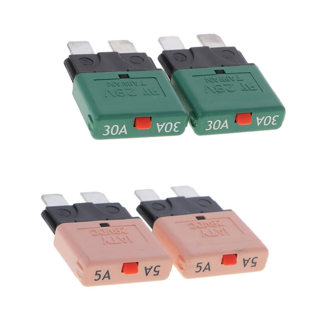 4Pcs 28V 30A+5A Auto Car Truck Boat Mini Blade Fuses Manual Circuit Breaker