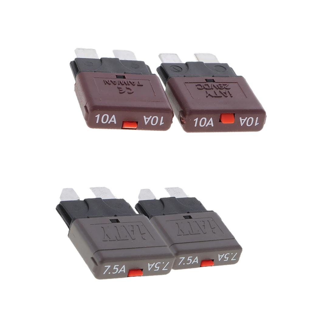4Pcs 28V 7.5A+10A Car Truck Boat Mini Blade Fuses Manual Circuit Breaker