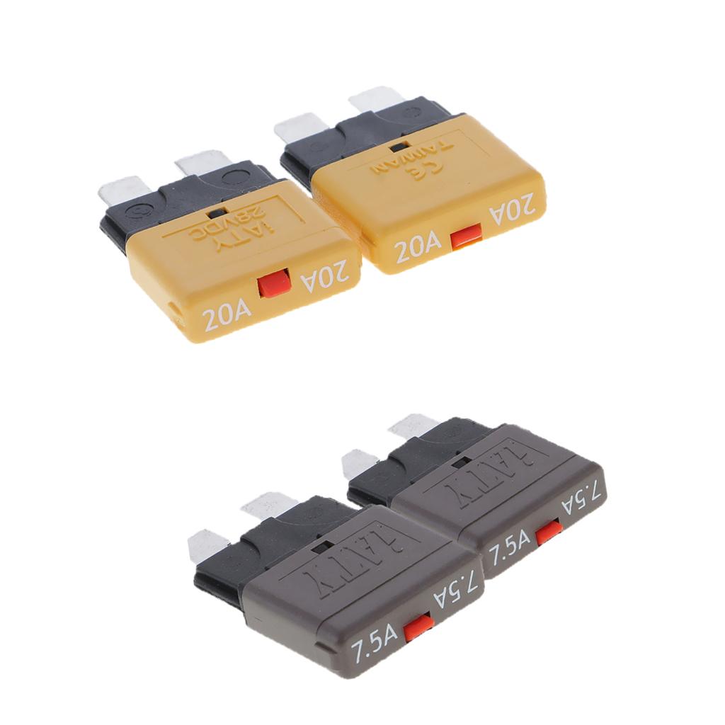 4Pcs 28V 7.5A+20A Car Truck Boat Mini Blade Fuses Manual Circuit Breaker
