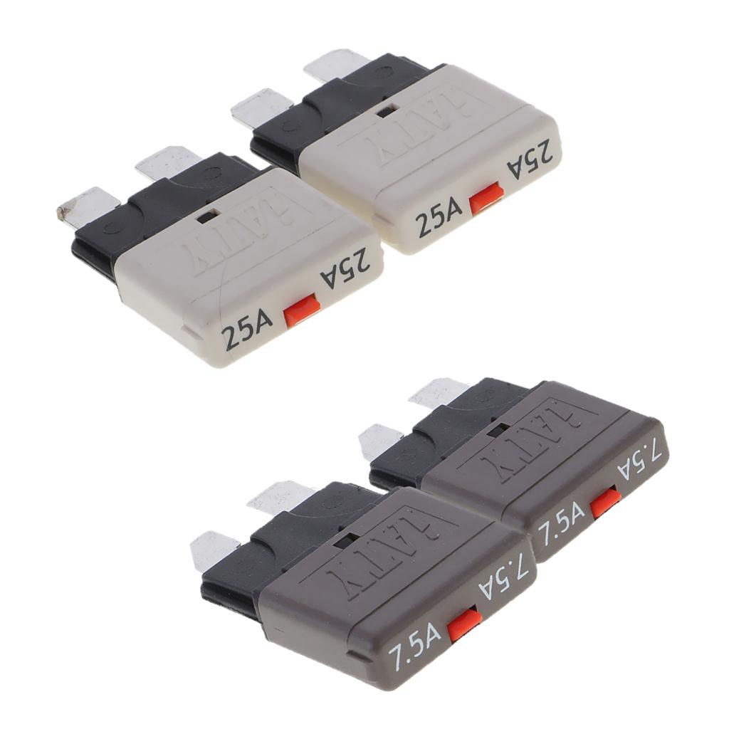 4Pcs 28V 7.5A+25A Car Truck Boat Mini Blade Fuses Manual Circuit Breaker
