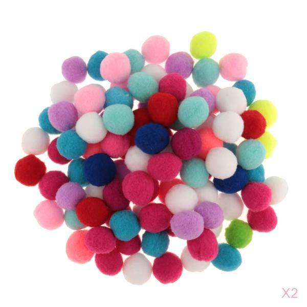 200x Mixed Colours Craft Pom Poms Mini Pompoms Children's Craft Project 30mm
