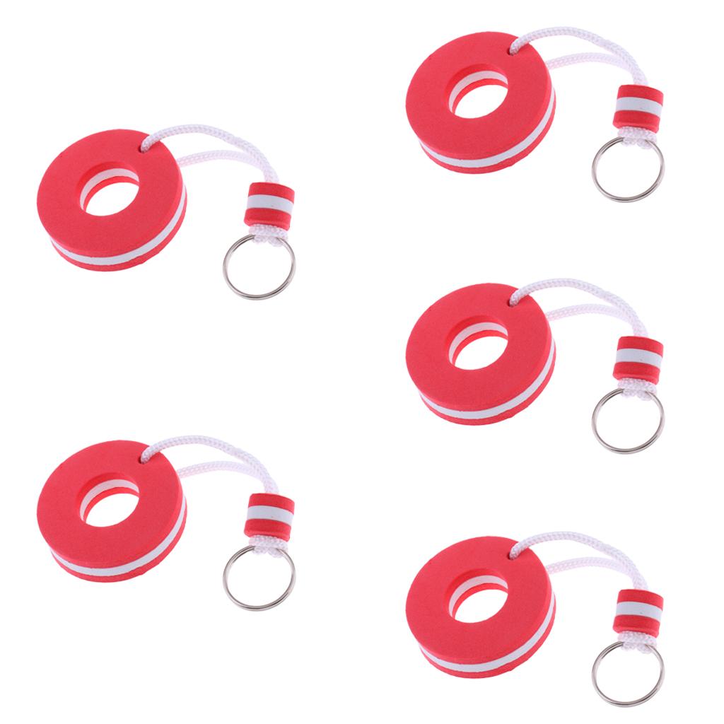5 Pieces Yachting Boating Kayak Floating Key Chain Key Ring - Buoy Shape Red