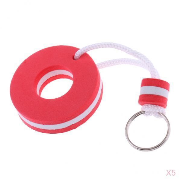 5 Pieces Yachting Boating Kayak Floating Key Chain Key Ring - Buoy Shape Red
