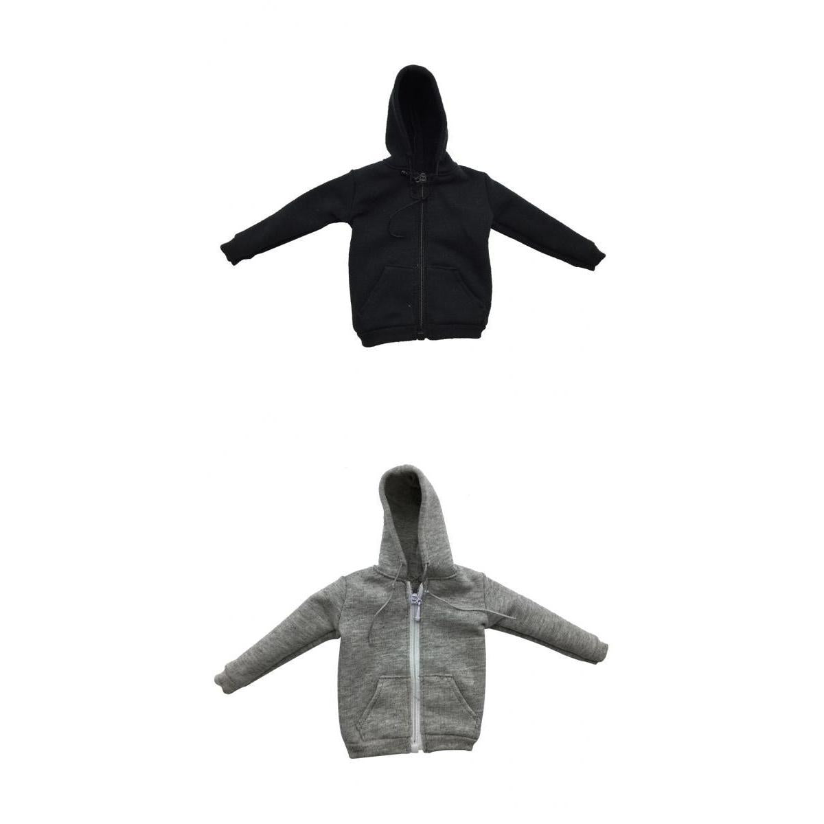 2 Pieces 1/6 Scale Mens Zip Up Hoodies Sweatshirts for 12'' Action Figure