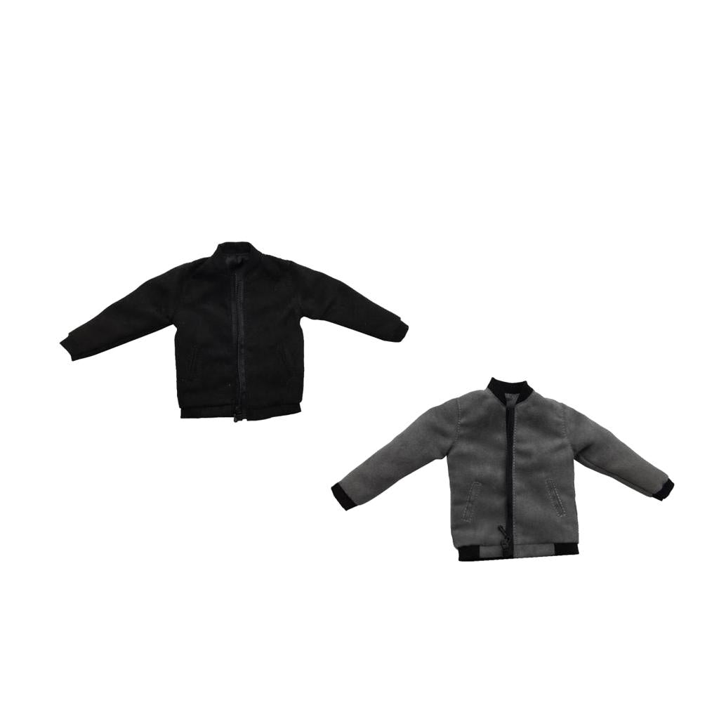 2 Pieces 1/6 Scale Mens Zip Up Jacket for 12'' Action Figure