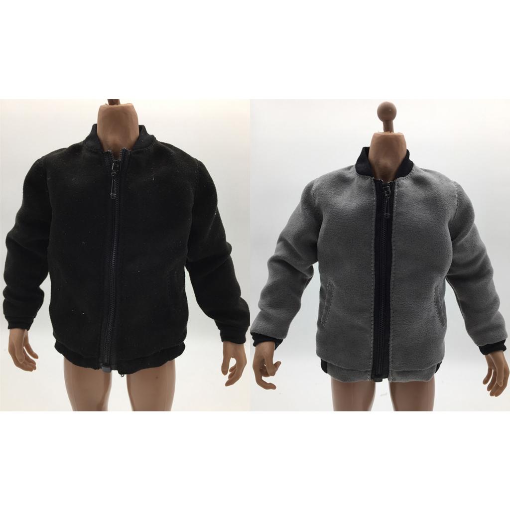 2 Pieces 1/6 Scale Mens Zip Up Jacket for 12'' Action Figure