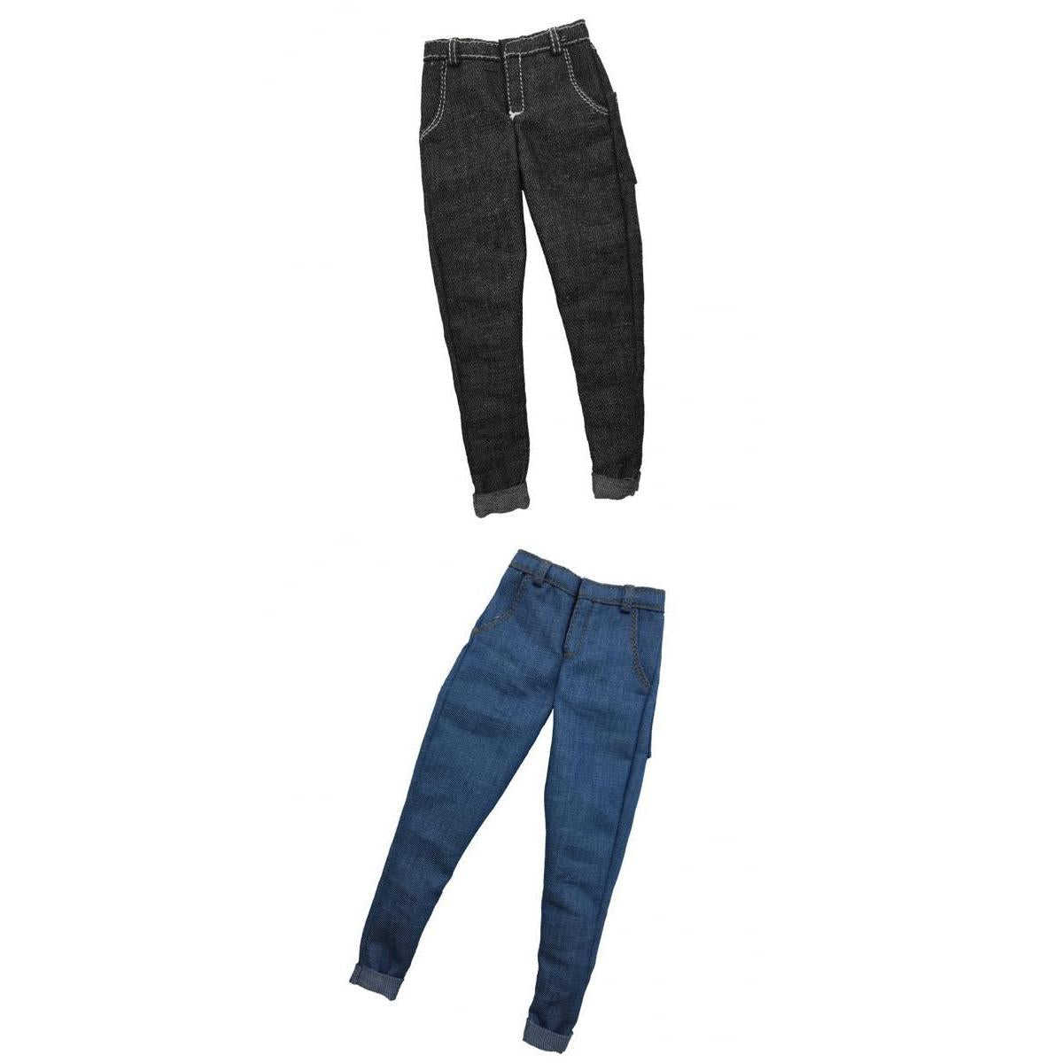 2 Pieces 1/6 Scale Mens Denim Jeans Pants Trousers for 12'' Action Figure