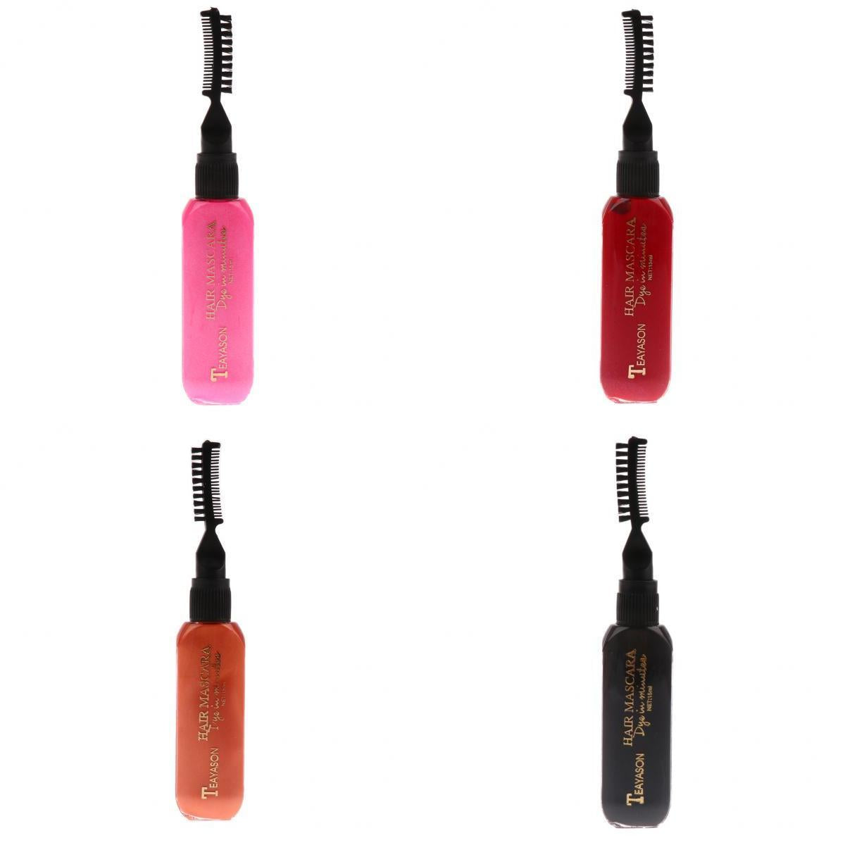 4 Colors Disposable Hair Color Chalk Dye Tint Highlight Streak Mascara Brush