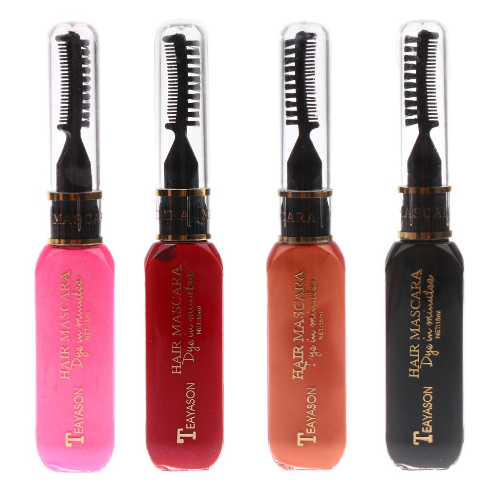 4 Colors Disposable Hair Color Chalk Dye Tint Highlight Streak Mascara Brush