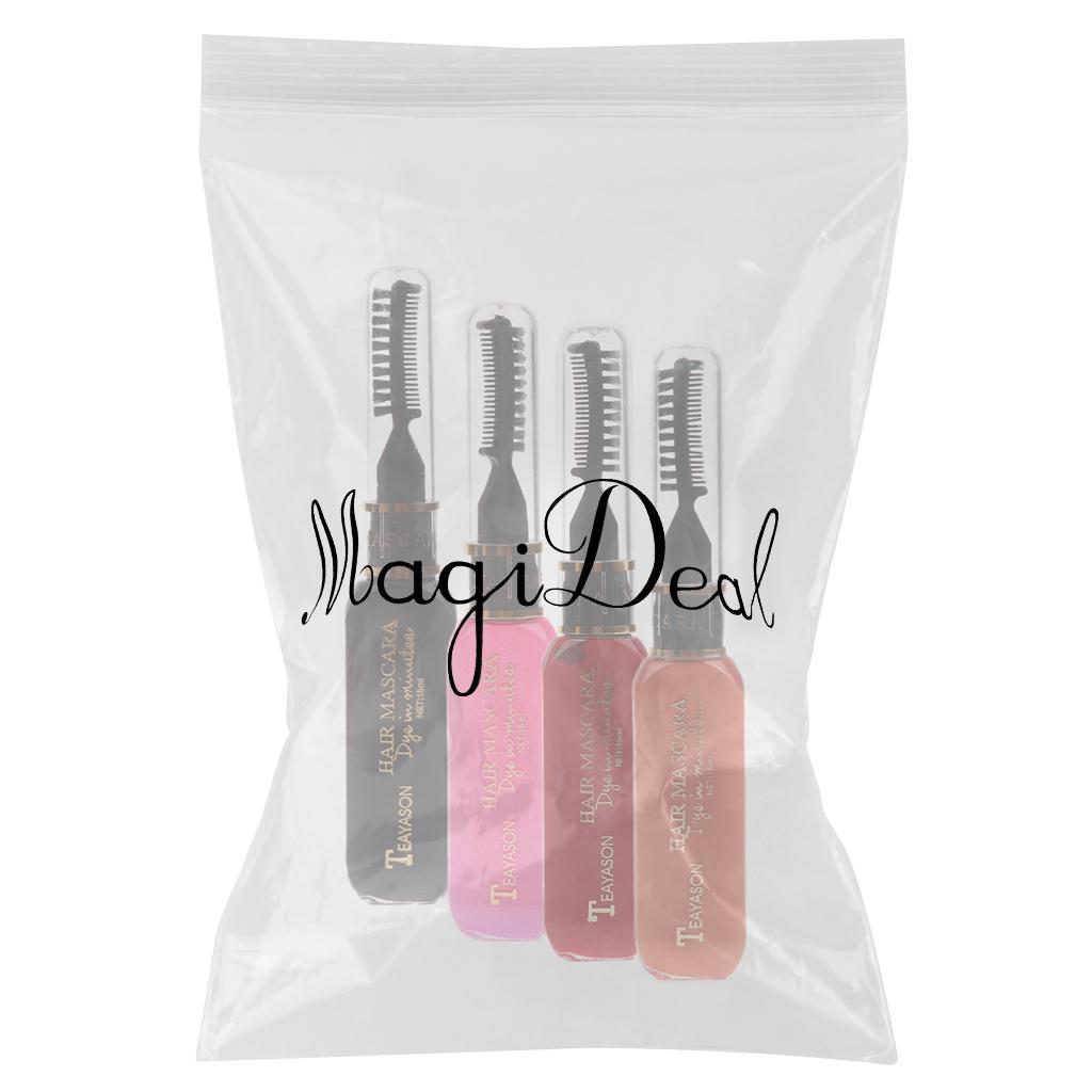 4 Colors Disposable Hair Color Chalk Dye Tint Highlight Streak Mascara Brush