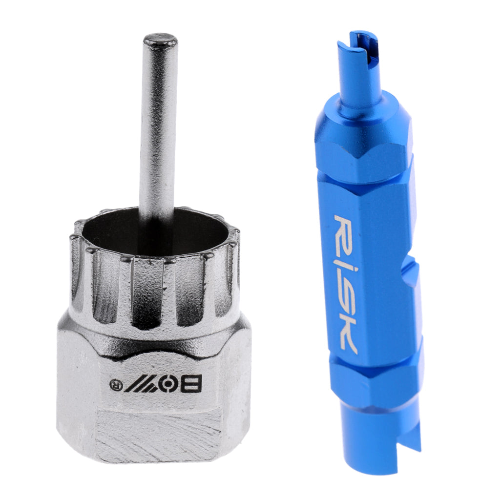 Bike Bicycle Cassette Flywheel Lockring Remover Tool + Valve Core Extractor