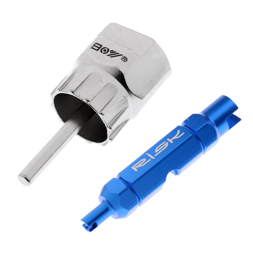 Bike Bicycle Cassette Flywheel Lockring Remover Tool + Valve Core Extractor