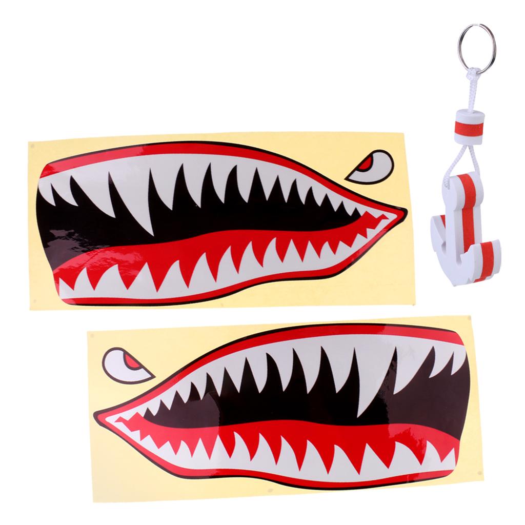 2pcs Kayak Boat Stickers Decals + EVA White Marine Floating Buoyant Key Ring