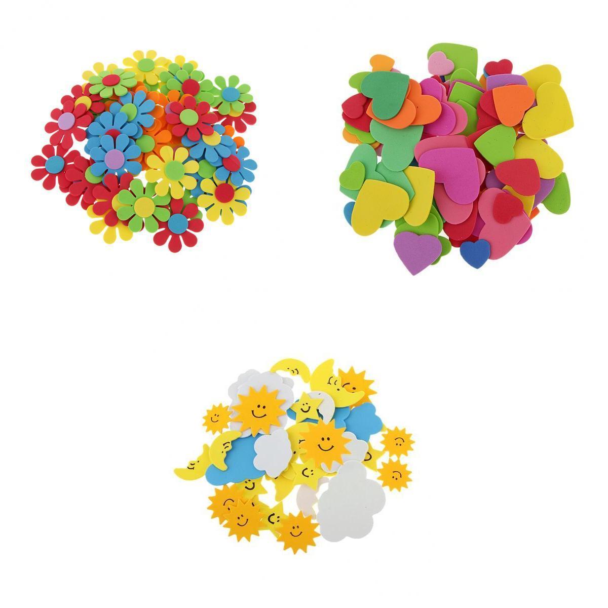 180pcs Mixed Foam Heart Flower Sun Clouds Moon Shapes for Kids DIY Craft