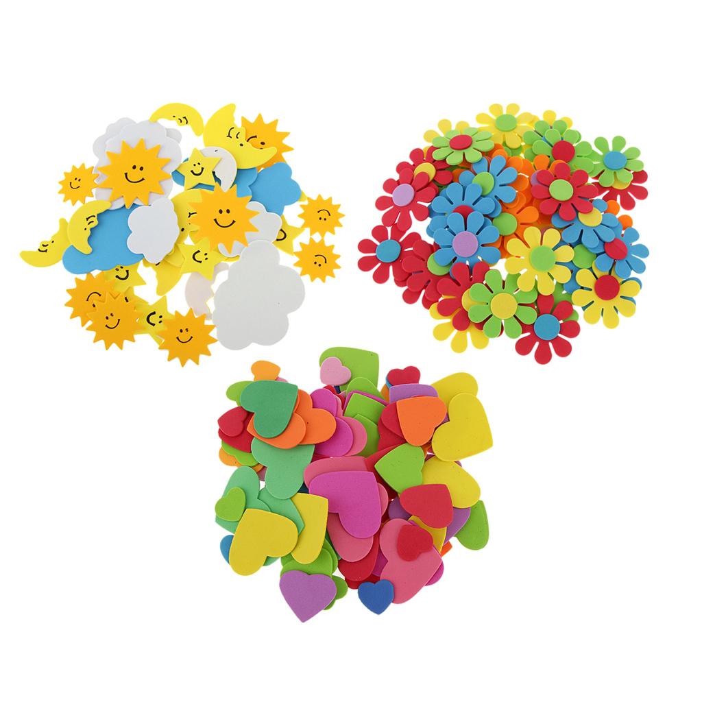 180pcs Mixed Foam Heart Flower Sun Clouds Moon Shapes for Kids DIY Craft