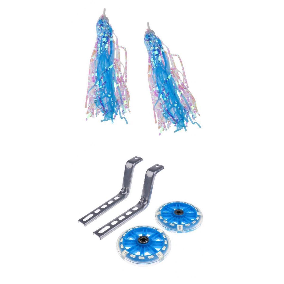 Bicycle Streamers Kids Bike Handlebar Tassels + Bike Training Wheels Blue