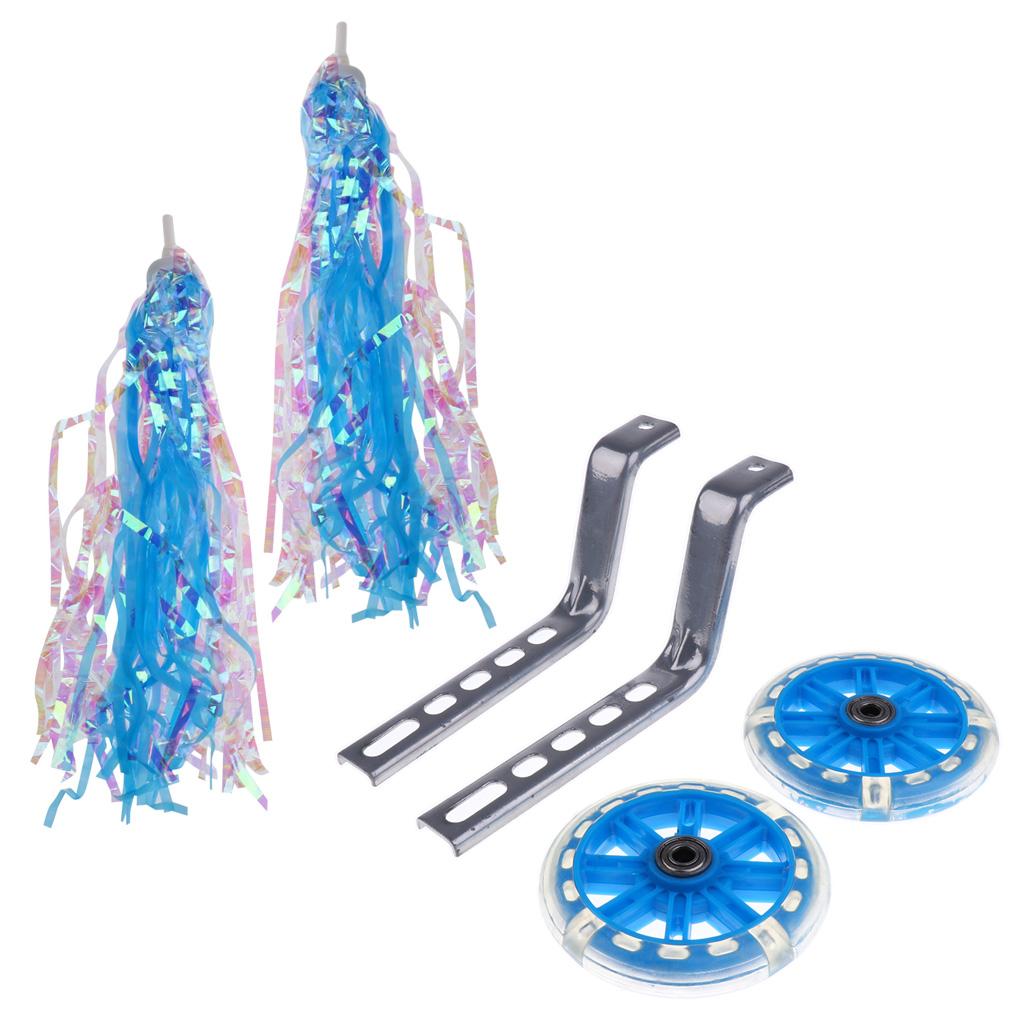 Bicycle Streamers Kids Bike Handlebar Tassels + Bike Training Wheels Blue