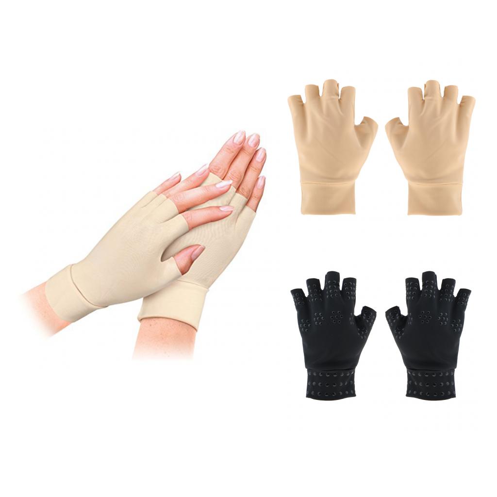 2 Pairs Magnetic Anti Arthritis Health Compression Gloves Fingerless Glove