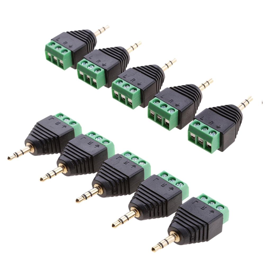 10 Pieces 3.5mm 3 Pole Stereo Audio Vedio Male to 3 Screw Terminal