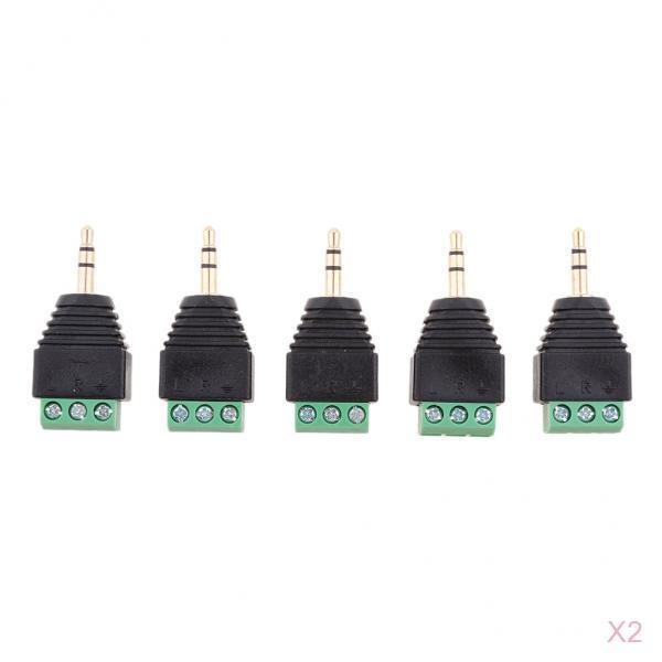 10 Pieces 3.5mm 3 Pole Stereo Audio Vedio Male to 3 Screw Terminal